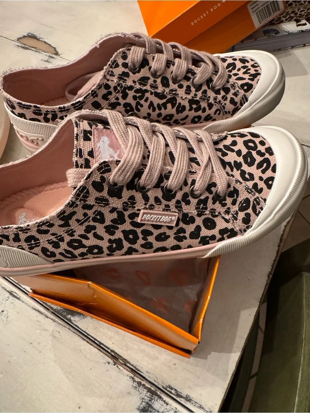 Rocket Dog Pink Leopard Canvas Lace-Up Sneakers